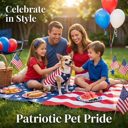 American Flag Dog Vest - Breathable Mesh Summer Outfit for Small Dogs - Comfortable and Stretchy Independence Day Costume