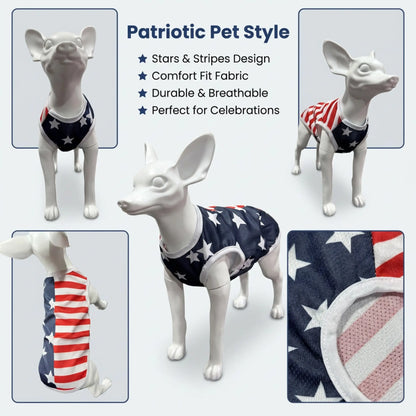 American Flag Dog Vest - Breathable Mesh Summer Outfit for Small Dogs - Comfortable and Stretchy Independence Day Costume
