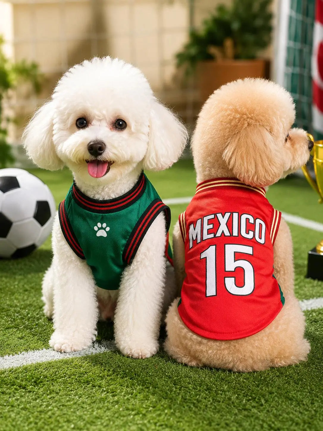 Mexico 15 Pet Jersey Shirt for Small to Medium Dogs and Cats - Breathable Mesh Soccer Style Vest, Sleeveless Sports Outfit for Daily Wear, Outdoor Activities, and Special Occasions