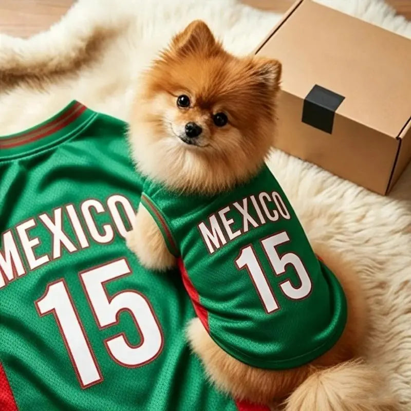 Mexico 15 Pet Jersey Shirt for Small to Medium Dogs and Cats - Breathable Mesh Soccer Style Vest, Sleeveless Sports Outfit for Daily Wear, Outdoor Activities, and Special Occasions