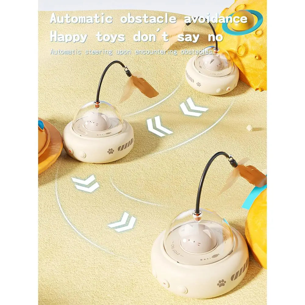Interactive 2-in-1 Smart Laser and Feather Wand Toy for Cats - Automatic Rotating Electric Pet Toy for Indoor Engagement and Durability