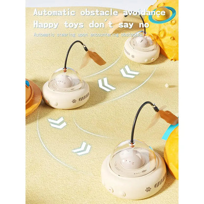 Interactive 2-in-1 Smart Laser and Feather Wand Toy for Cats - Automatic Rotating Electric Pet Toy for Indoor Engagement and Durability