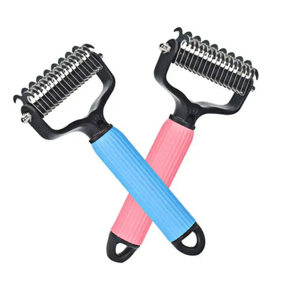 Professional Pet Grooming Tool - Universal Detangling Comb for Dogs, Double-Sided Stainless Steel Design for Effective Shedding Removal and Matted Hair Management, Essential Daily Coat Care Supplies.