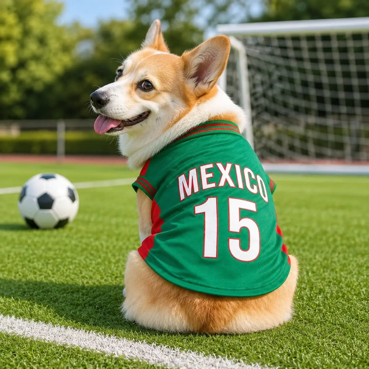 Mexico 15 Pet Jersey Shirt for Small to Medium Dogs and Cats - Breathable Mesh Soccer Style Vest, Sleeveless Sports Outfit for Daily Wear, Outdoor Activities, and Special Occasions