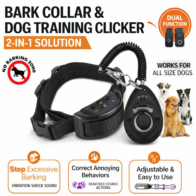 2-in-1 Dog Bark Collar Training System: Gentle Remote Control Solution for Effective Pet Management at Home, Neighborhood Walks, and Public Parks