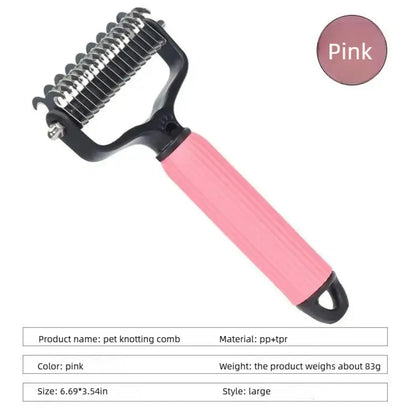 Professional Pet Grooming Tool - Universal Detangling Comb for Dogs, Double-Sided Stainless Steel Design for Effective Shedding Removal and Matted Hair Management, Essential Daily Coat Care Supplies.