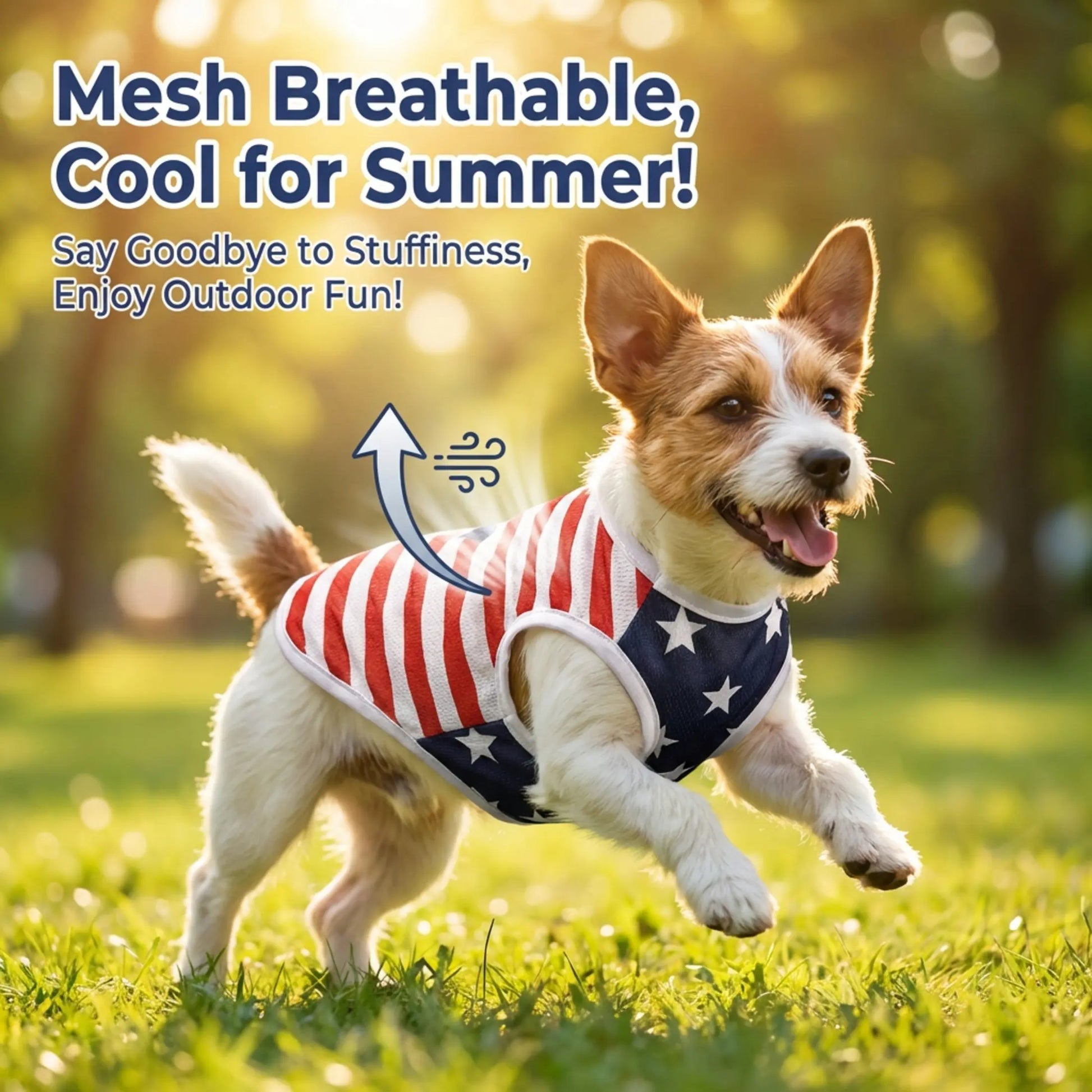 American Flag Dog Vest - Breathable Mesh Summer Outfit for Small Dogs - Comfortable and Stretchy Independence Day Costume