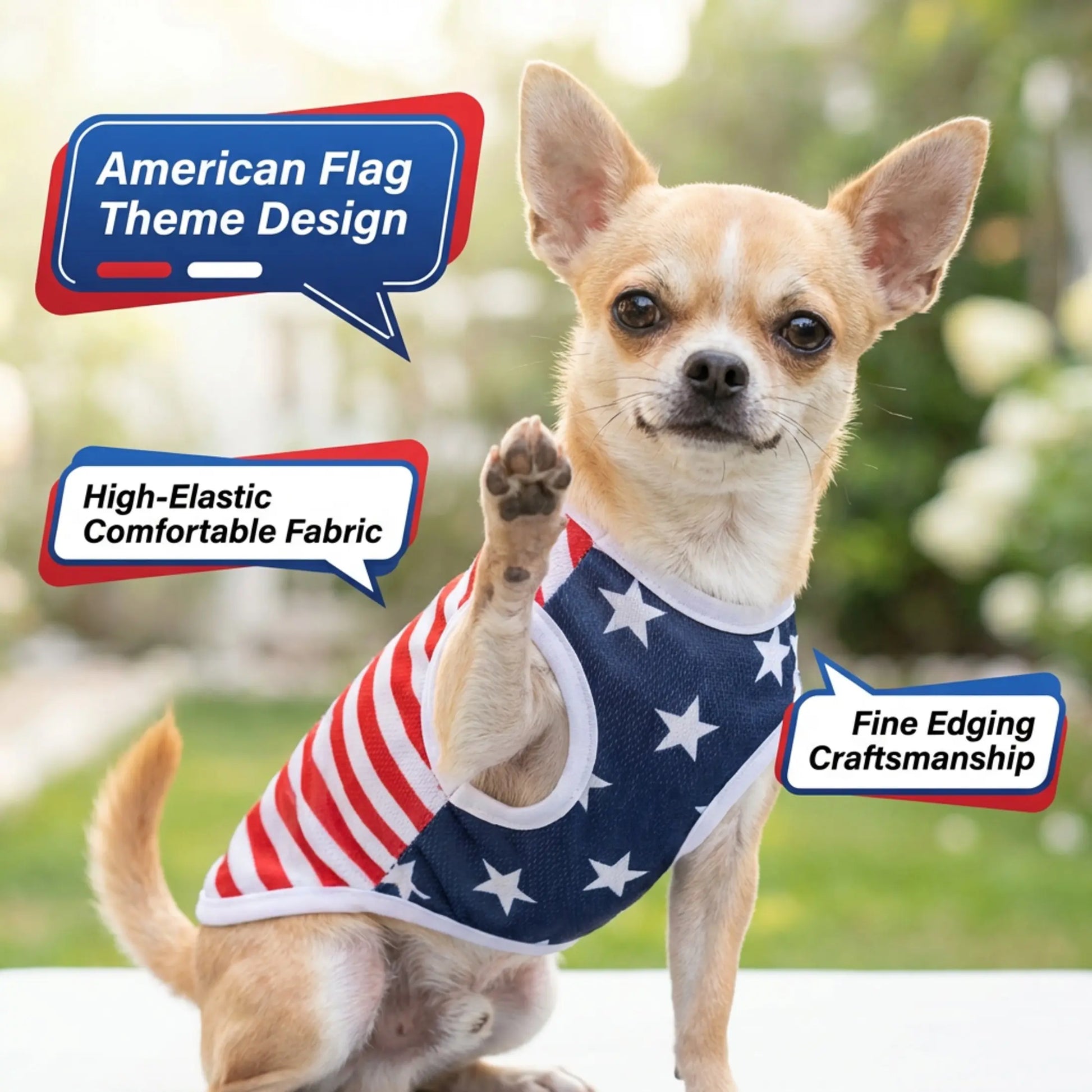 American Flag Dog Vest - Breathable Mesh Summer Outfit for Small Dogs - Comfortable and Stretchy Independence Day Costume