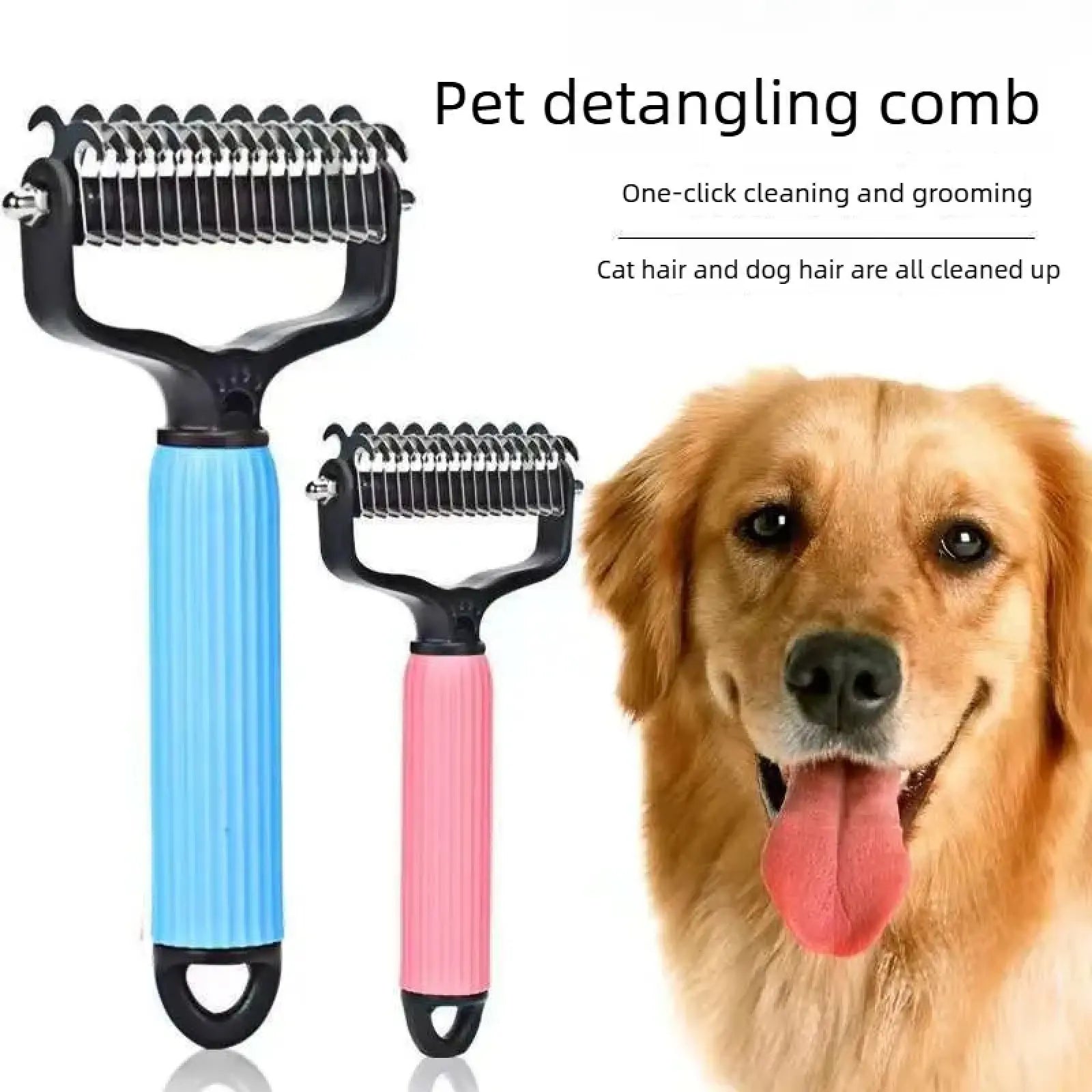 Professional Pet Grooming Tool - Universal Detangling Comb for Dogs, Double-Sided Stainless Steel Design for Effective Shedding Removal and Matted Hair Management, Essential Daily Coat Care Supplies.