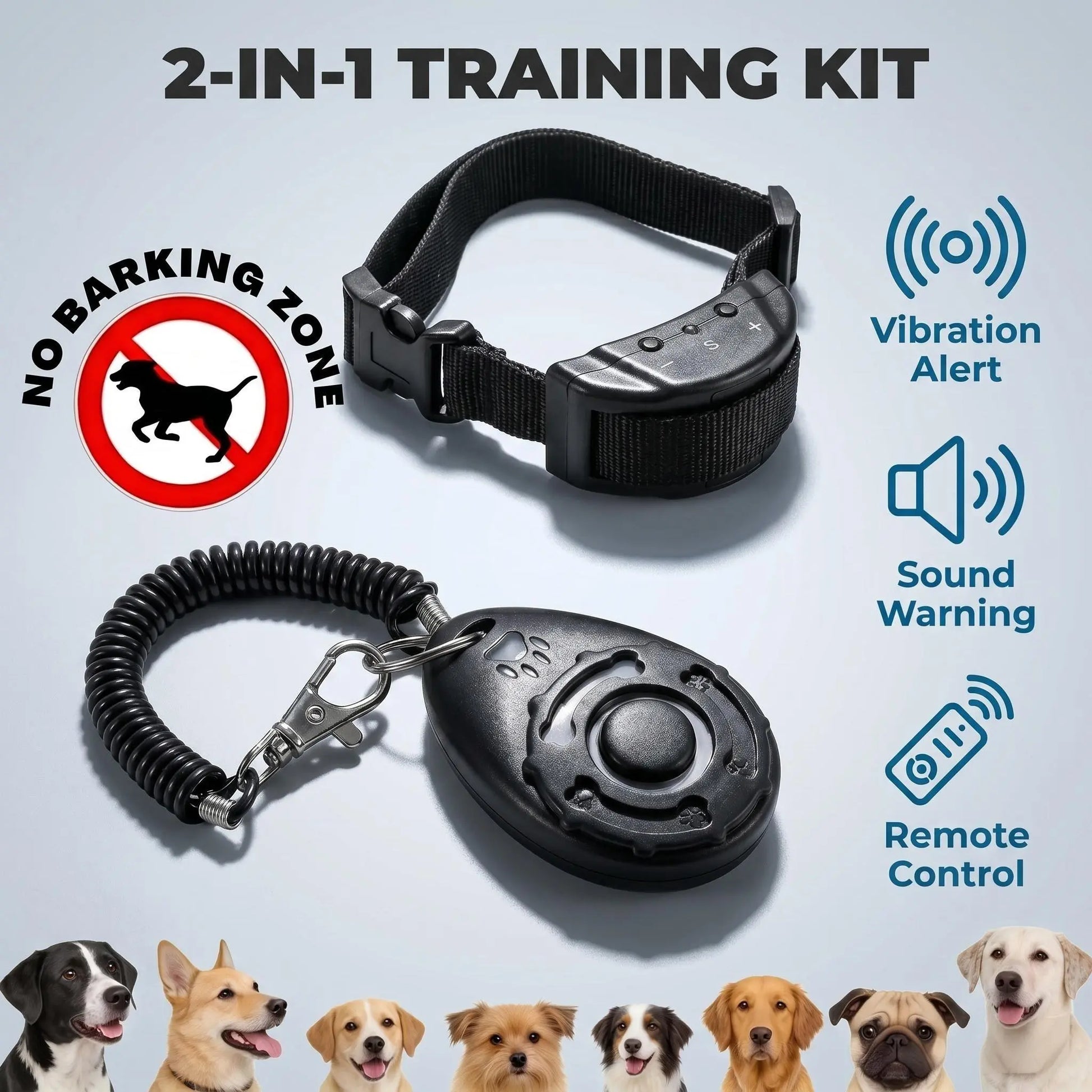 2-in-1 Dog Bark Collar Training System: Gentle Remote Control Solution for Effective Pet Management at Home, Neighborhood Walks, and Public Parks