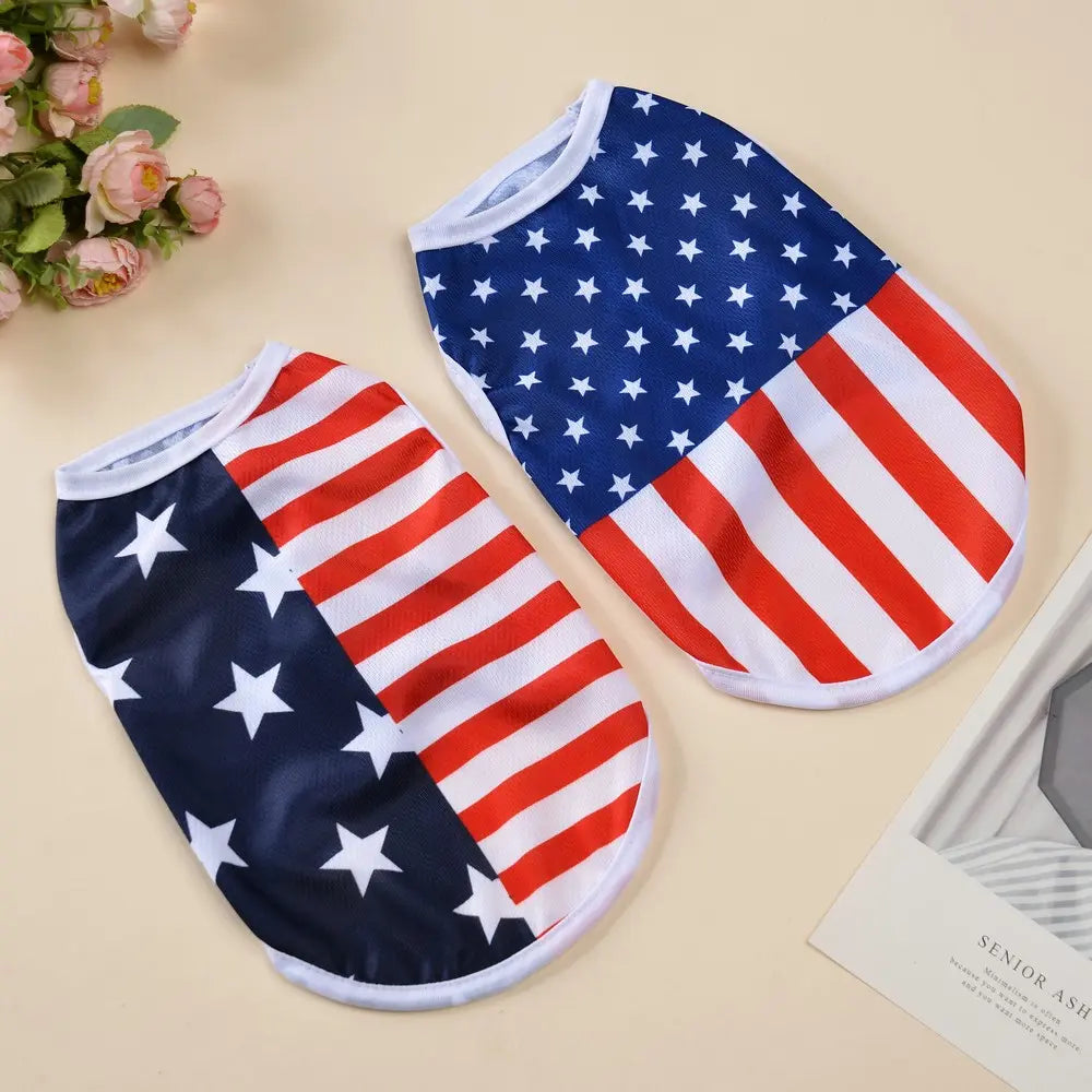 American Flag Dog Vest - Breathable Mesh Summer Outfit for Small Dogs - Comfortable and Stretchy Independence Day Costume