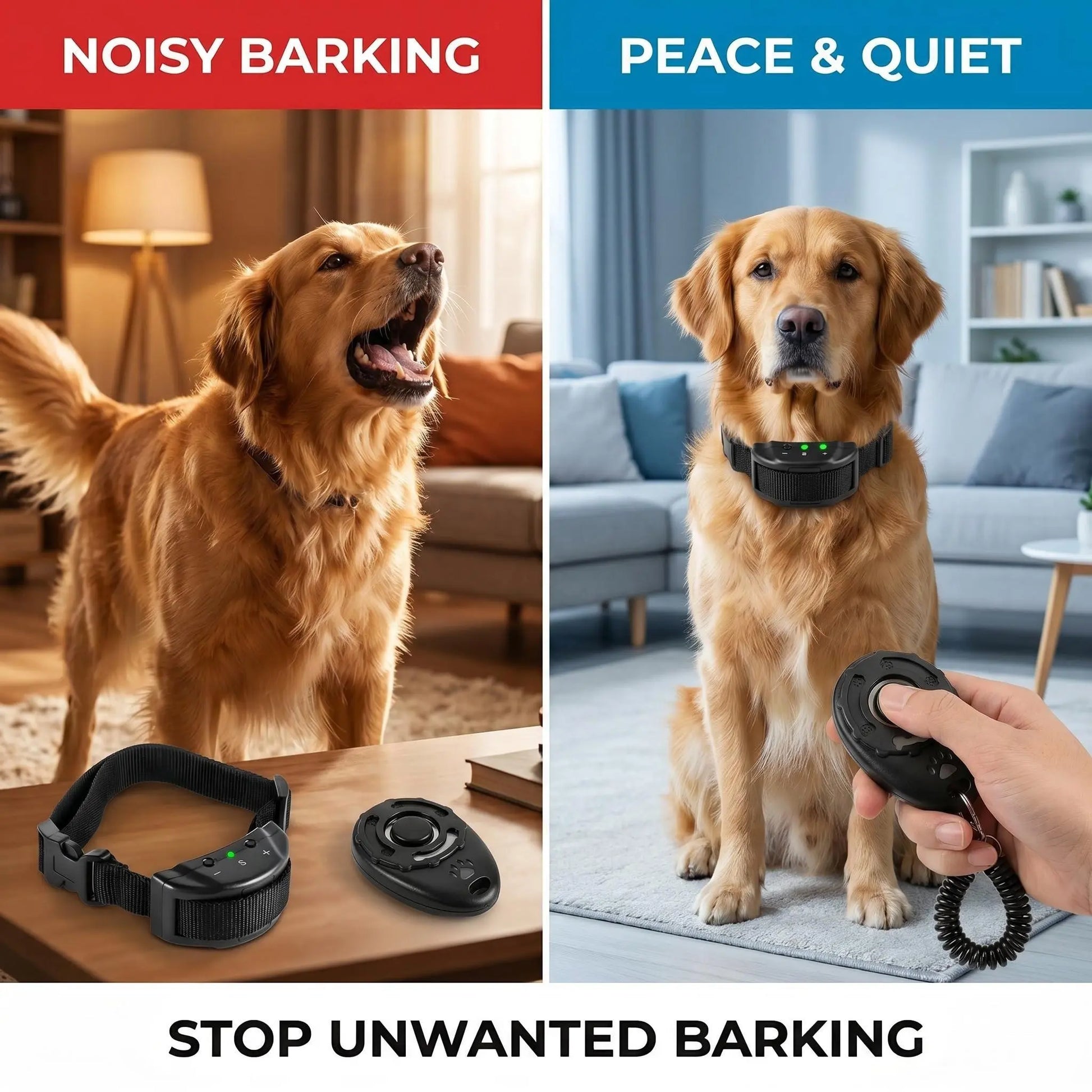 2-in-1 Dog Bark Collar Training System: Gentle Remote Control Solution for Effective Pet Management at Home, Neighborhood Walks, and Public Parks