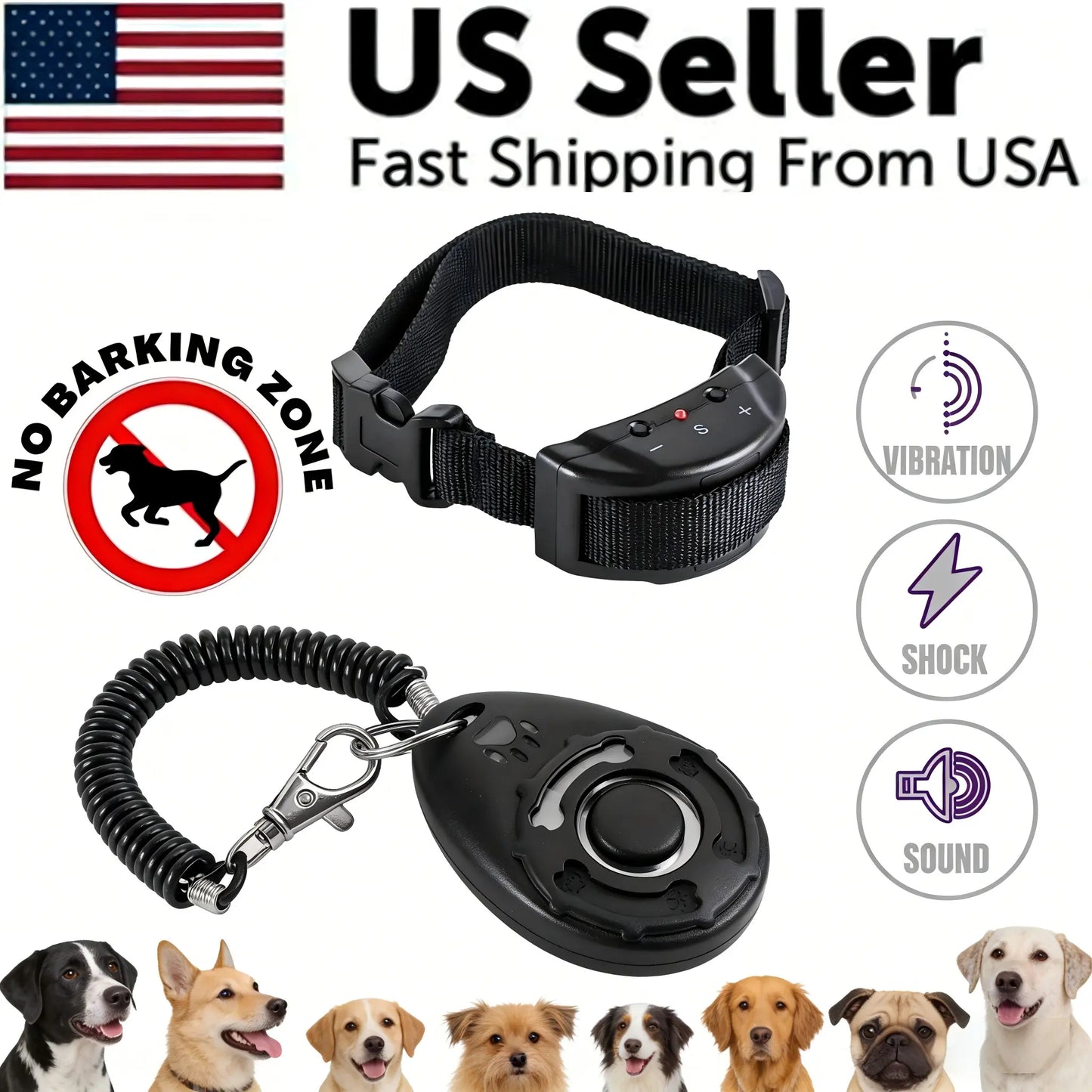 2-in-1 Dog Bark Collar Training System: Gentle Remote Control Solution for Effective Pet Management at Home, Neighborhood Walks, and Public Parks