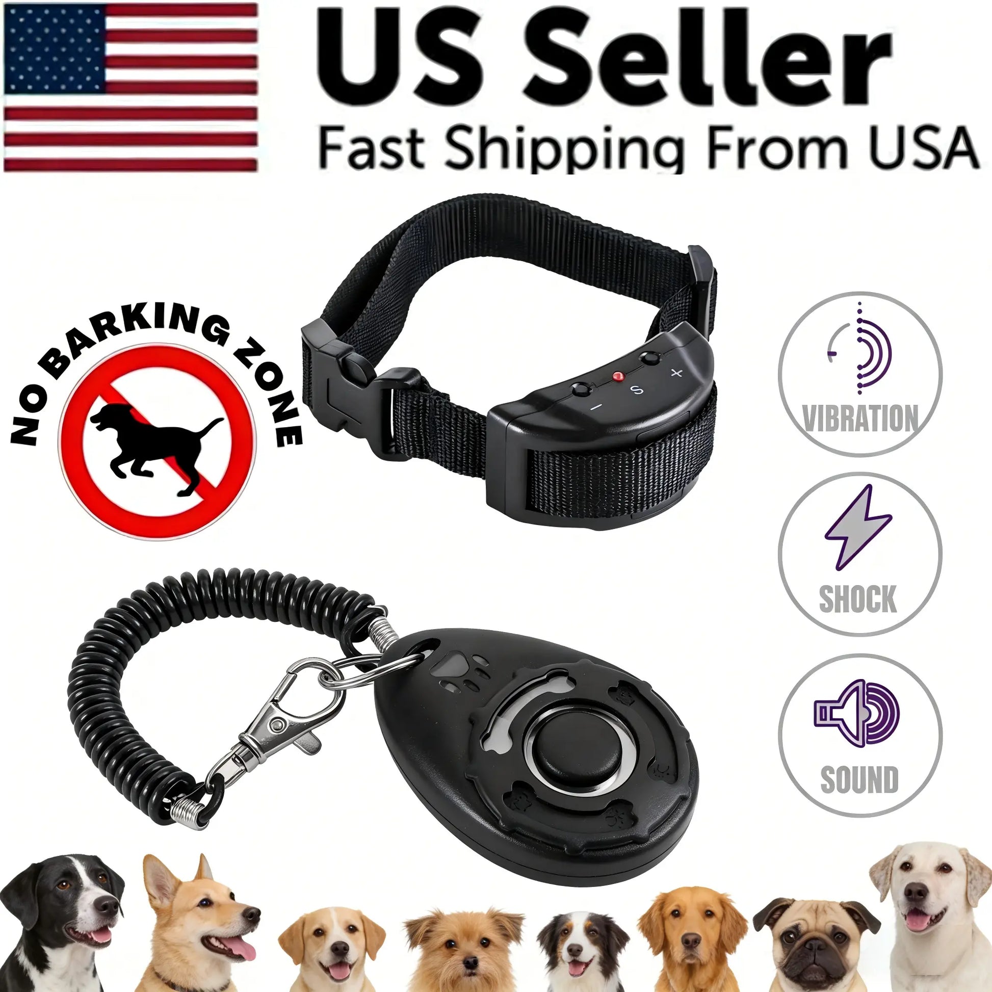 2-in-1 Dog Bark Collar Training System: Gentle Remote Control Solution for Effective Pet Management at Home, Neighborhood Walks, and Public Parks
