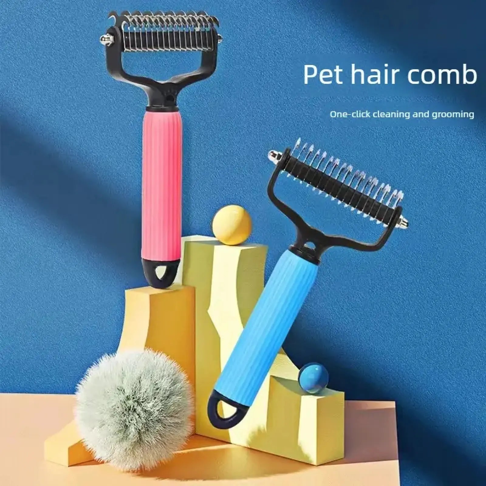 Professional Pet Grooming Tool - Universal Detangling Comb for Dogs, Double-Sided Stainless Steel Design for Effective Shedding Removal and Matted Hair Management, Essential Daily Coat Care Supplies.