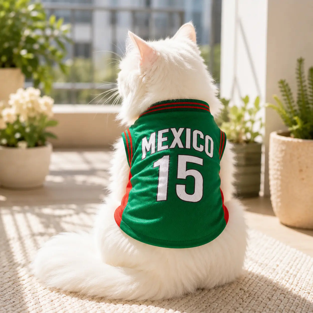 Mexico 15 Pet Jersey Shirt for Small to Medium Dogs and Cats - Breathable Mesh Soccer Style Vest, Sleeveless Sports Outfit for Daily Wear, Outdoor Activities, and Special Occasions
